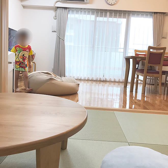 部屋全体/リビング続きの和室/カーテン/ちゃぶ台/5畳...などのインテリア実例 20180816 171350 ｜ RoomClip（ルームクリップ）