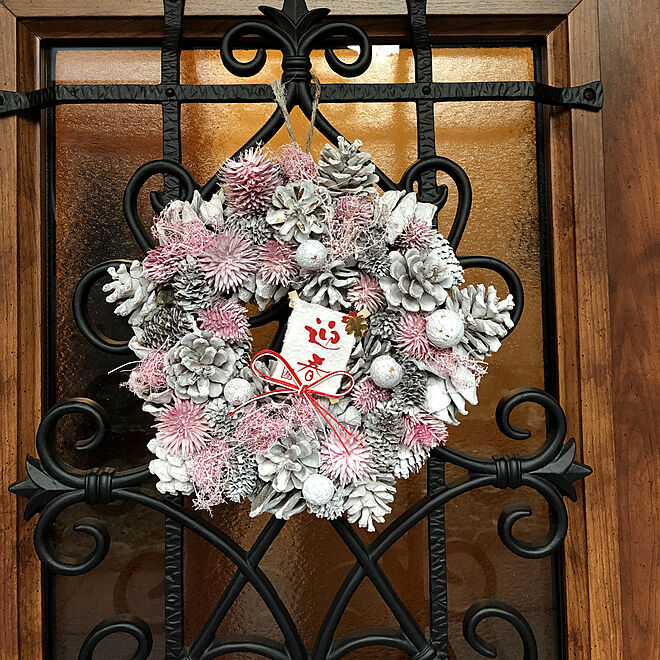 玄関/入り口/正月飾り/せりあ/リクシルの玄関ドア/ニトリのリース...などのインテリア実例 - 2018-12-27 16:37:18
