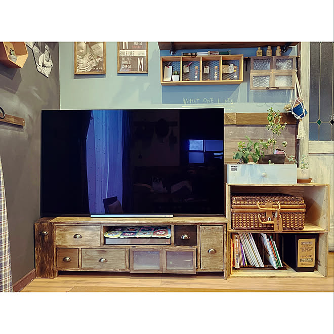 テレビ台/端材 DIY/インスタ→yuuu.77/カフェ風インテリア/DIY...などのインテリア実例 - 2020-01-28 19:19:11