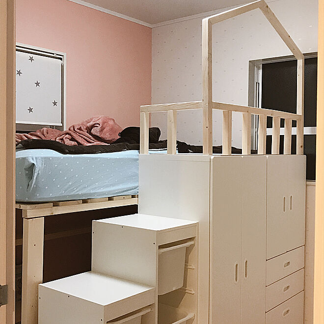 ベッド周り/ロフトベッド DIY/IKEA/女の子の部屋/DIY...などのインテリア実例 - 2018-09-29 18:51:59