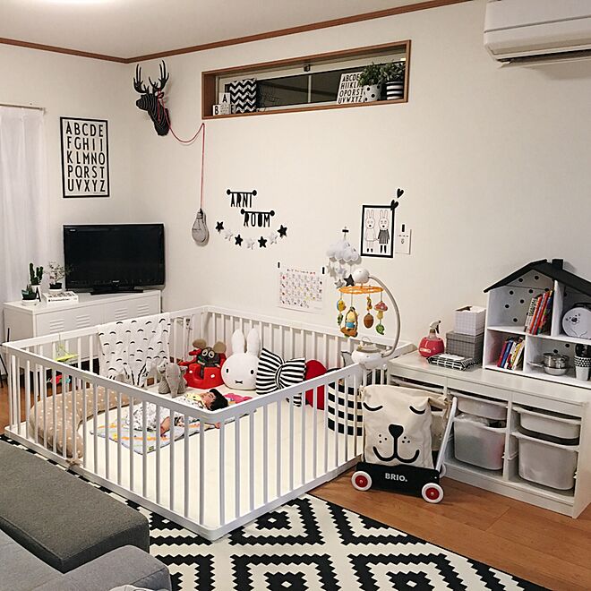 部屋全体/アニマルヘッド/ダイソー/赤ちゃんのいる暮らし/IKEA...など