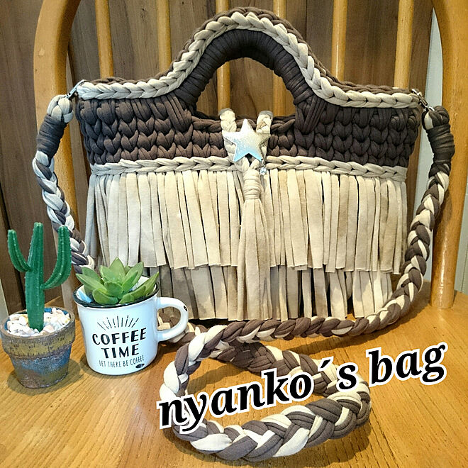 編み物/handmade＊*｡·*/かぎ針編み♡/Tシャツヤーン/nyanko's bag...などのインテリア実例 - 2017-12-22 18:06:20