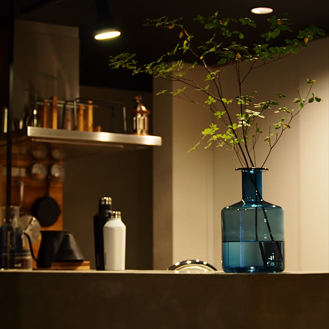 キッチン コーヒーグッズ ドウダンツツジ 花瓶 フラワーベース などのインテリア実例 18 10 07 23 59 15 Roomclip ルームクリップ
