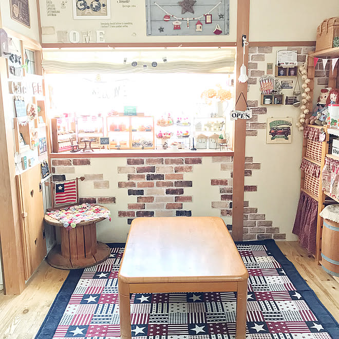 アメリカンカントリー　木製シェルフ　星条旗柄　☆2点セット☆ rse-19p-img1-ry.jpg