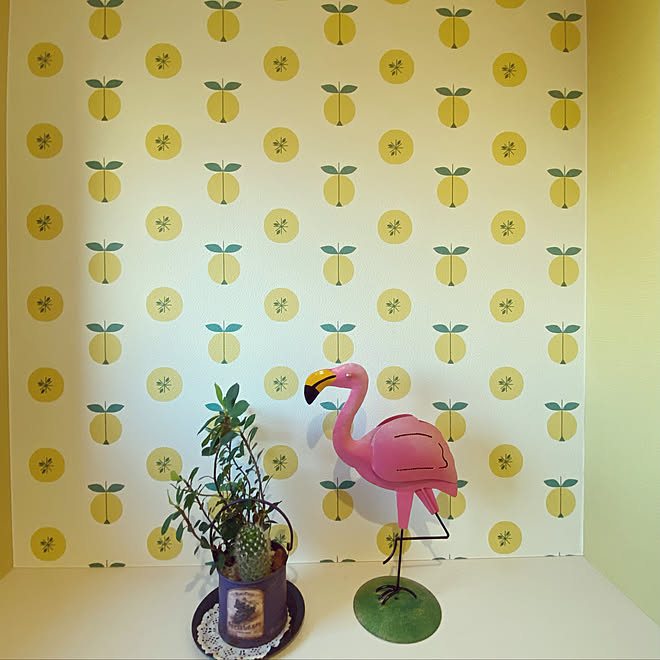 トイレの壁紙 フラミンゴ バス トイレ ガラクタ貿易のインテリア実例 21 12 27 15 52 57 Roomclip ルームクリップ