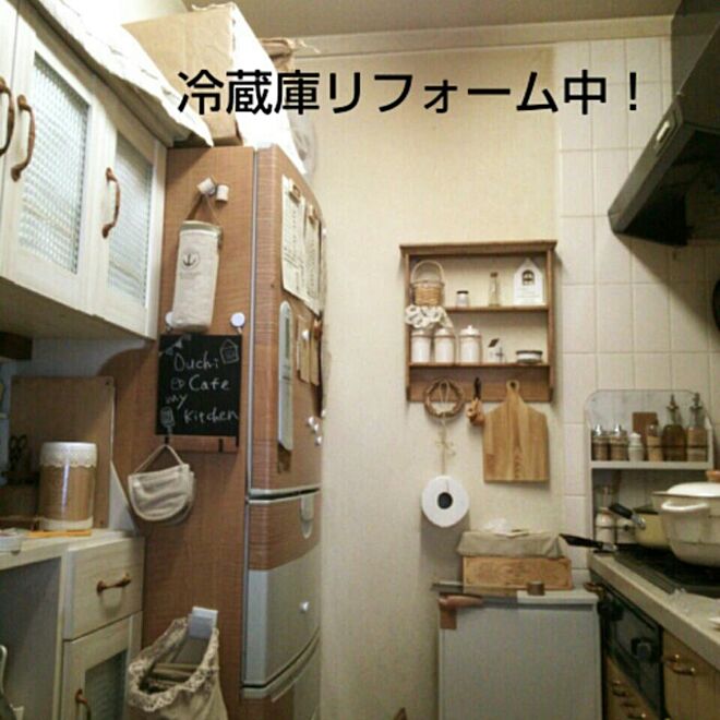キッチン/ナチュラルキッチン/セリア/冷蔵庫/DIYのインテリア実例 - 2013-12-15 12:38:34