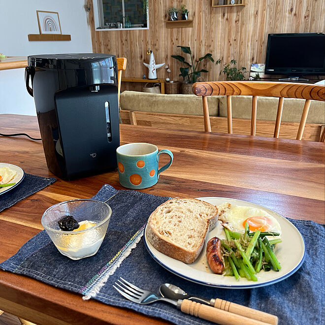 朝食/ランチョンマット手作り/ダイニングテーブル/ZOJIRUSHI/象印...などのインテリア実例 - 2022-10-03 15:57:12