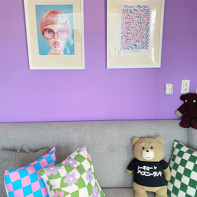 紫の壁 子どもと暮らす Walldecor 壁紙diy 賃貸 などのインテリア実例 22 09 23 06 49 25 Roomclip ルームクリップ