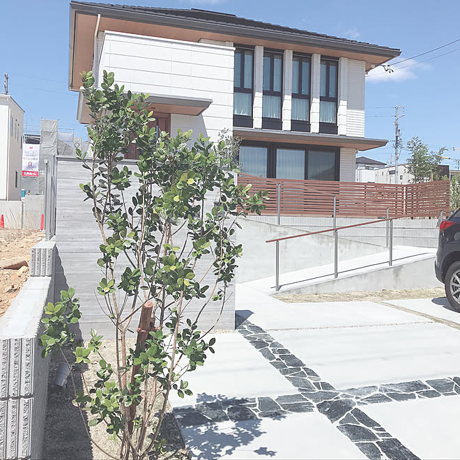 黒窓枠 フェイジョアの木 高低差のある家 スロープ 南向き などのインテリア実例 19 04 11 14 30 18 Roomclip ルームクリップ