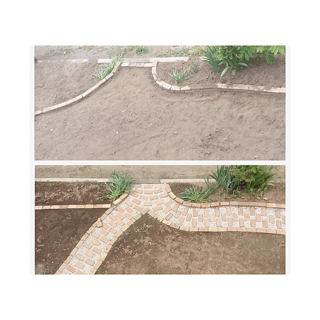 玄関 入り口 レンガの小道 庭づくりdiy 中古一戸建て リノベーション などのインテリア実例 18 05 23 14 15 00 Roomclip ルームクリップ