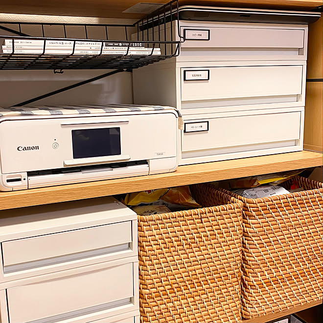 吊り下げ収納 3coins スリコ 重なるラタン長方形バスケット Canonプリンター などのインテリア実例 21 02 01 11 42 58 Roomclip ルームクリップ