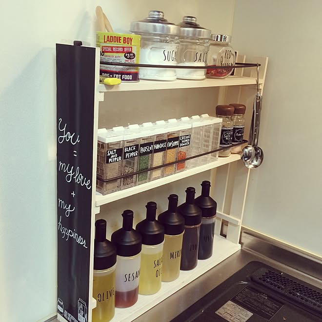 キッチン/ナチュラル/リメ缶/黒板シート/ダイソー...などのインテリア実例 - 2016-03-04 14:43:12