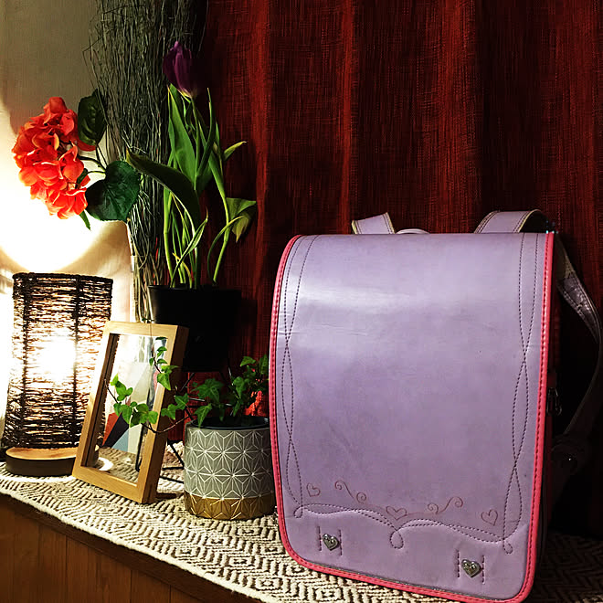 ラベンダーカラーが幼い ニトリのランドセル ニトリのカーテン ニトリ ベッド周りのインテリア実例 21 03 15 18 49 24 Roomclip ルームクリップ