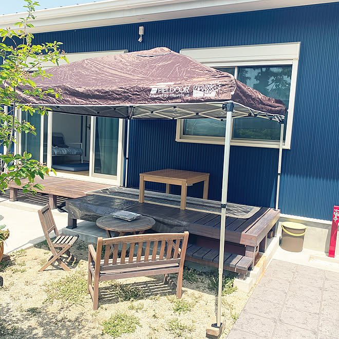 q タープ おうちアウトドア ウッドデッキ 平屋 などのインテリア実例 21 05 04 18 55 14 Roomclip ルームクリップ