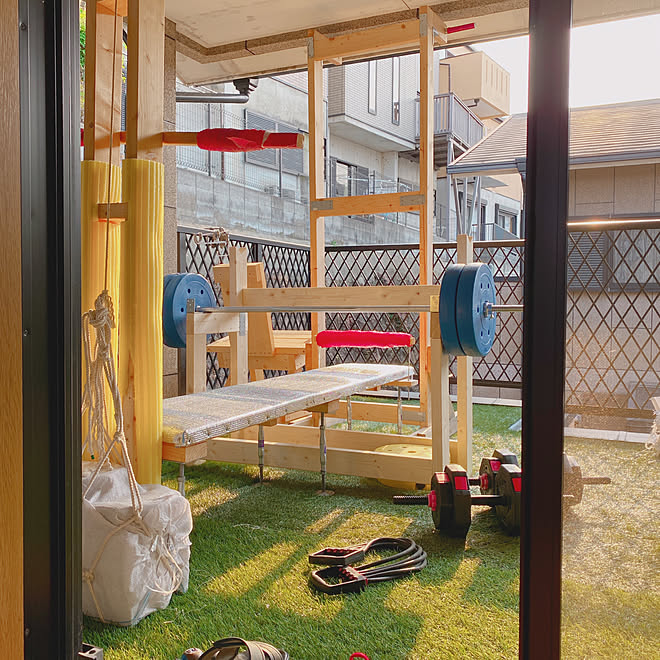 ベランダ 筋トレ器具 Diy 筋トレスペース トレーニングスペース こどもと暮らす などのインテリア実例 04 18 23 09 11 Roomclip ルームクリップ