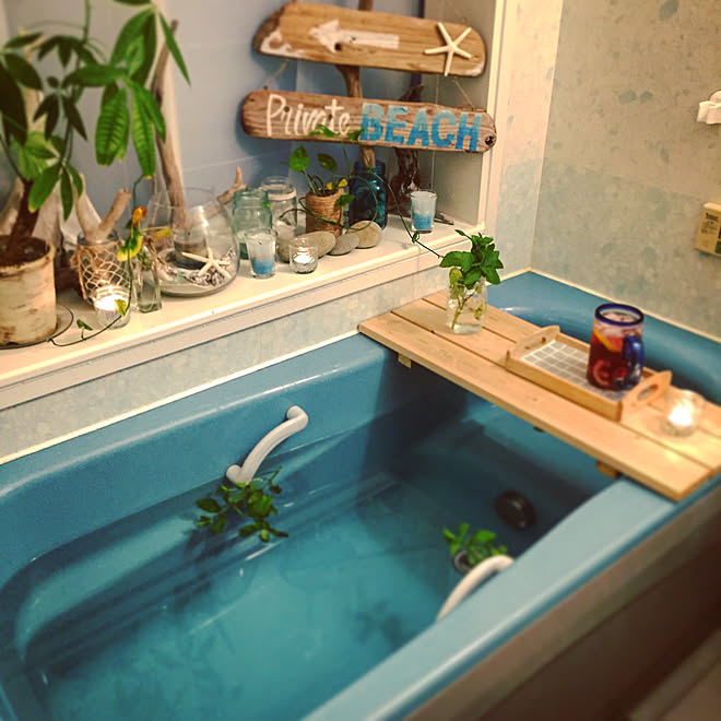 バストレー バス トイレ ビーチスタイル 海を感じるインテリア ミント風呂 などのインテリア実例 18 06 27 22 14 27 Roomclip ルームクリップ