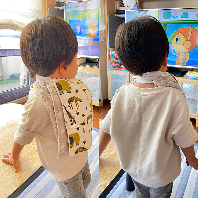ベルメゾンかニッセン エプロンタオル 幼稚園児 子どものいる暮らし ギャング などのインテリア実例 22 02 24 16 21 28 Roomclip ルームクリップ
