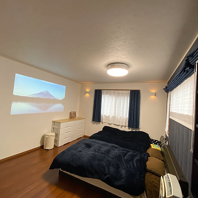 寝室の壁 寝室 家電 ホームシアター アラジン などのインテリア実例 2020 03 12 23 36 41 Roomclip ルームクリップ