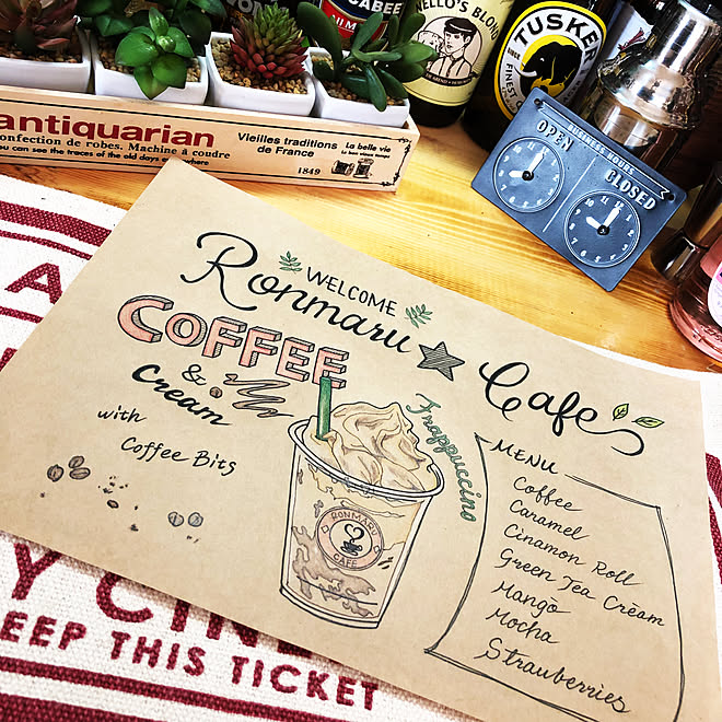 玄関 入り口 フラペチーノ カフェメニュー風 手描きイラスト Rcの出会いに感謝 などのインテリア実例 18 03 24 22 16 49 Roomclip ルームクリップ