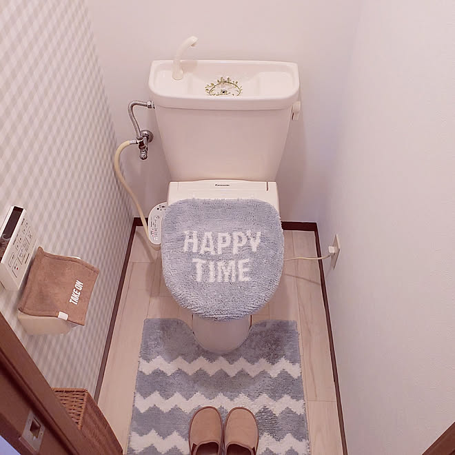 バス トイレ トイレのインテリア 賃貸マンション アクセントクロス こどもと暮らす などのインテリア実例 12 07 10 52 46 Roomclip ルームクリップ