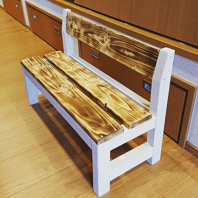 リビング ベンチ Diy アンティーク風 1 4 などのインテリア実例 19 10 27 14 48 46 Roomclip ルームクリップ