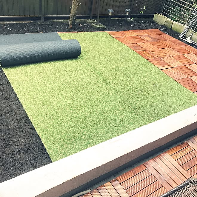 部屋全体 お庭 ウッドパネル 人工芝 お庭改造計画 などのインテリア実例 17 05 25 17 45 43 Roomclip ルームクリップ