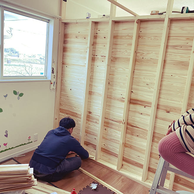 羽目板 初 羽目板diy 間仕切りdiy 間仕切り壁diy 間仕切り壁 などのインテリア実例 22 02 08 59 22 Roomclip ルームクリップ