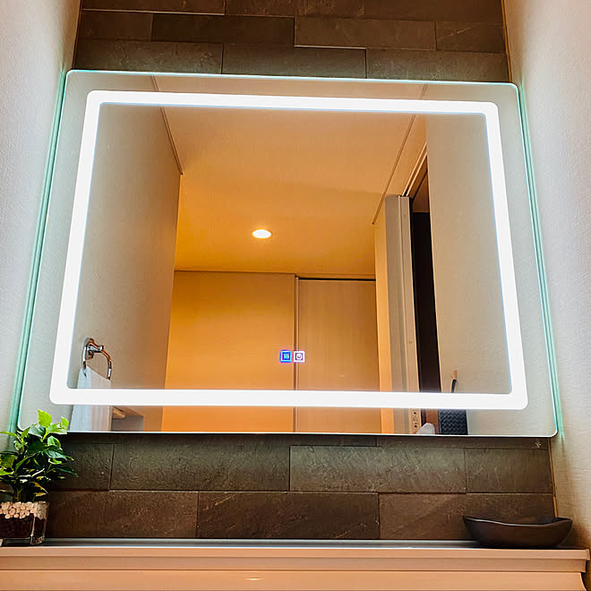 洗面鏡 Ledミラー 洗面所diy 洗面所 エコカラットdiy などのインテリア実例 05 02 11 43 47 Roomclip ルームクリップ