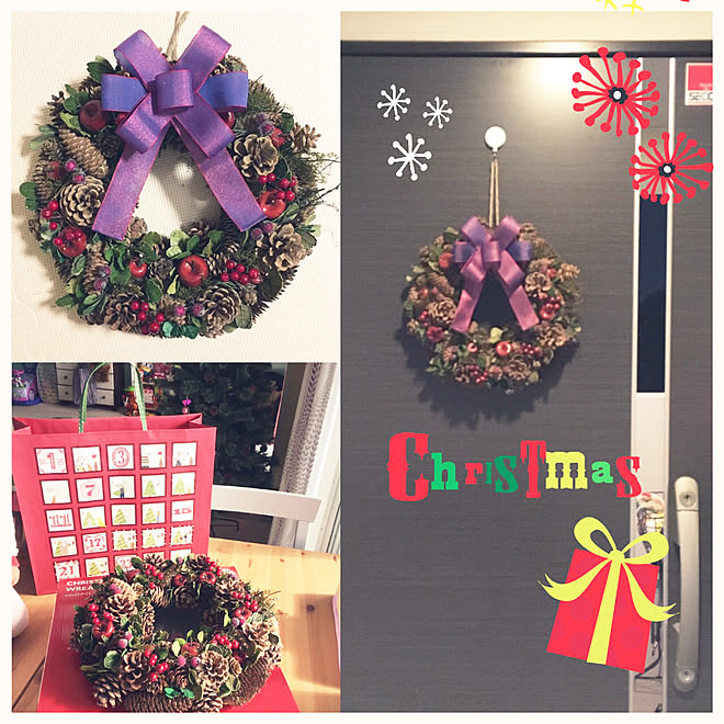 玄関 入り口 Studio Clip クリスマスリース ユザワヤ リボンのインテリア実例 17 12 02 22 41 00 Roomclip ルームクリップ