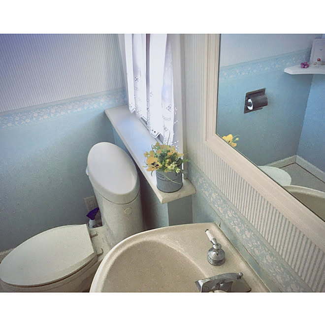 壁紙 トイレのインテリア ナチュラル カントリー 鏡 などのインテリア実例 22 02 26 17 52 Roomclip ルームクリップ