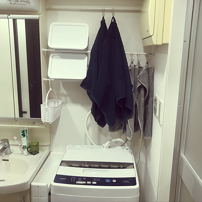 バス トイレ 洗濯機周り 突っ張り棒 Ikea 一人暮らし などのインテリア実例 18 12 18 21 37 41 Roomclip ルームクリップ