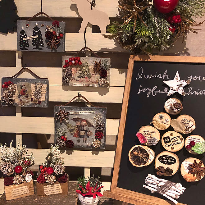 クリスマス/デコパージュ/クリスマス飾り/ドライパーツ/英字好き...などのインテリア実例 - 2019-11-18 16:19:20