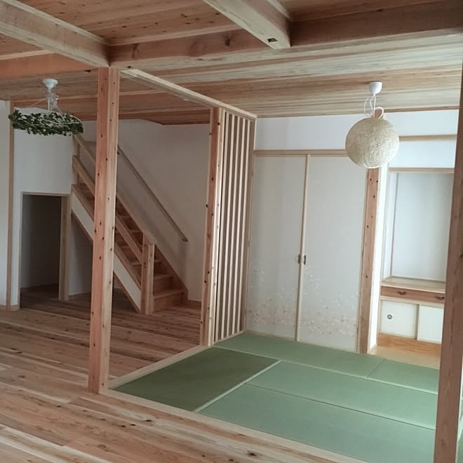 部屋全体/和室/無垢材/漆喰壁/照明のインテリア実例 - 2016-03-10 18:49:27