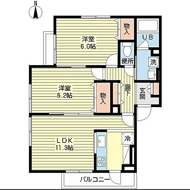 部屋全体/2LDK 二人暮らし/2LDK賃貸アパート/間取り図のインテリア実例 20190319 132725