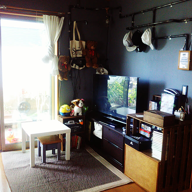 部屋全体 一戸建て 狭いリビング 男前インテリア 男前ｲﾝﾃﾘｱ大好き などのインテリア実例 18 08 25 07 07 55 Roomclip ルームクリップ