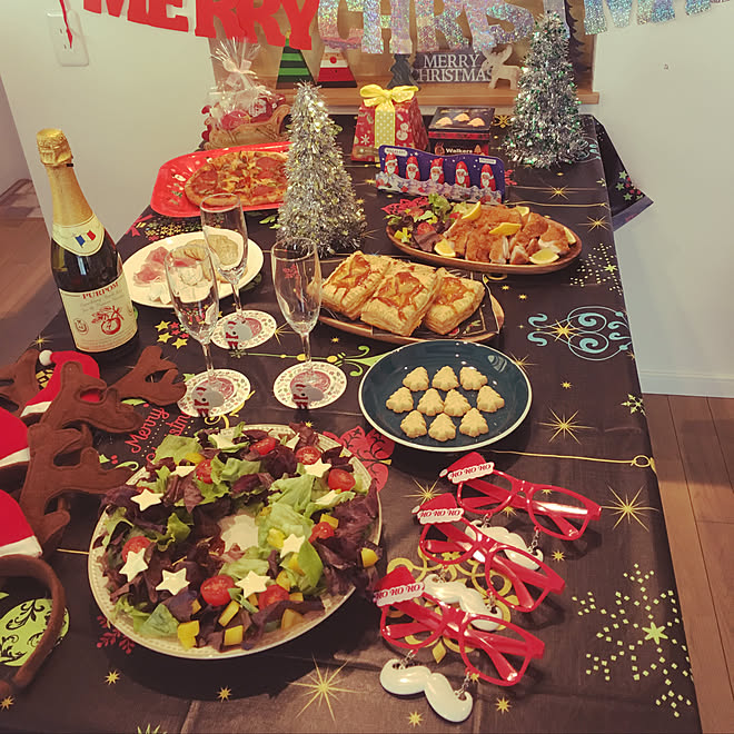 キッチン クリスマスパーティー 100均だらけ クリスマス 100均大好きのインテリア実例 17 12 26 48 25 Roomclip ルームクリップ