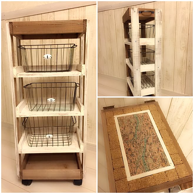 キッチン セリアリメイク アイアンバスケット キッチンワゴン Diy などのインテリア実例 15 06 12 08 12 50 Roomclip ルームクリップ