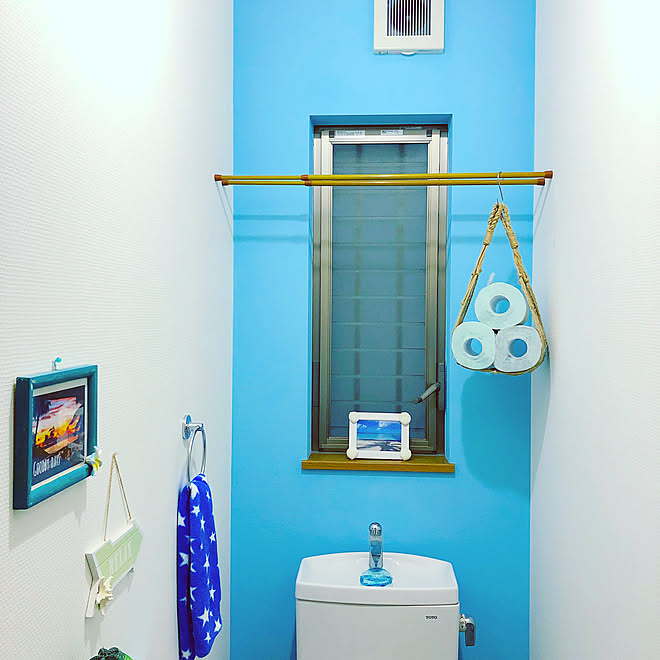 バス トイレ スカイブルー トイレインテリア 海を感じるインテリア 100均 などのインテリア実例 18 09 07 18 21 16 Roomclip ルームクリップ