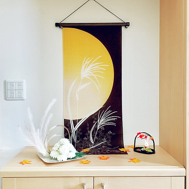 手ぬぐい お月見飾り ディスプレイコーナー ちりめん細工の兎 秋のディスプレイ などのインテリア実例 19 09 13 07 25 10 Roomclip ルームクリップ