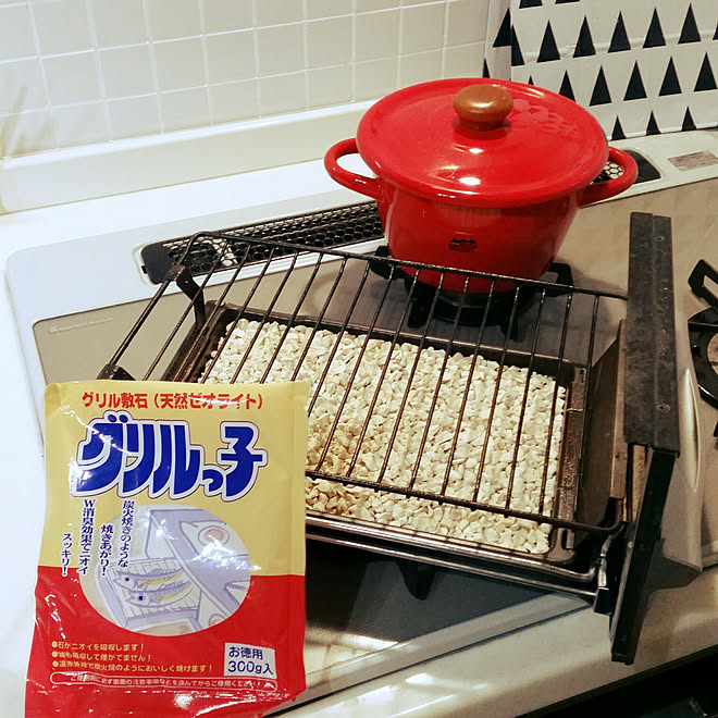 キッチン グリルっこ グリル 掃除を楽にしたい 時短 などのインテリア実例 17 12 07 13 31 Roomclip ルームクリップ