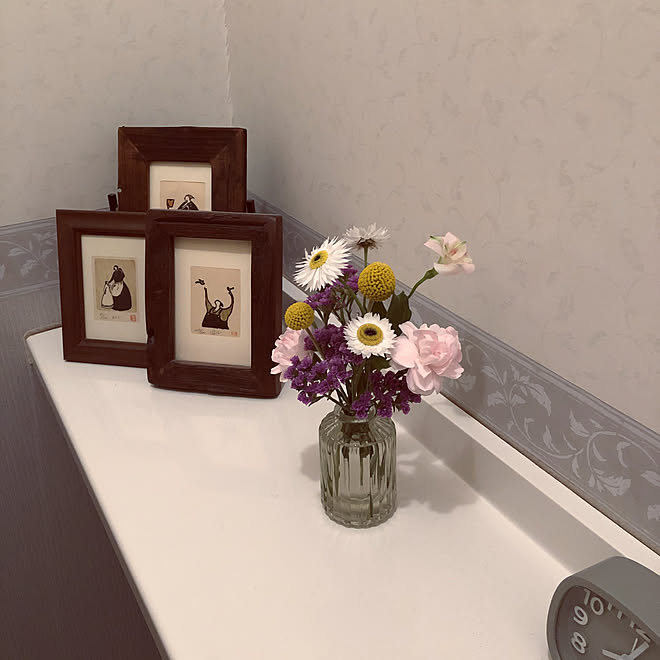 絵を飾る 花を飾る カウンター ダイソー 時計 バス トイレのインテリア実例 21 04 16 06 47 Roomclip ルームクリップ