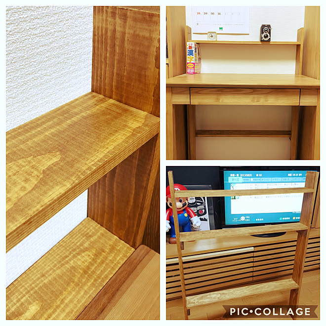 BRIWAX ラスティックパイン/後付けの棚/机の棚/DIY/子供の机&hellip;などのインテリア実例 20190708 194250