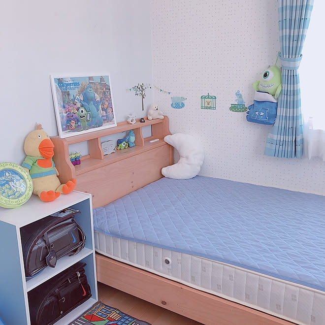 木のベッド 子供部屋 男の子 ディズニー好き ランドセル置き場 シンプルなお家 などのインテリア実例 19 05 14 18 13 34 Roomclip ルームクリップ