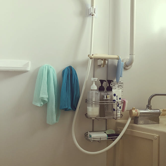 ダイソーナイロンタオル フィルムシャワーフック マグネットフック セリア フィルムフック セリア などのインテリア実例 07 25 11 21 21 Roomclip ルームクリップ