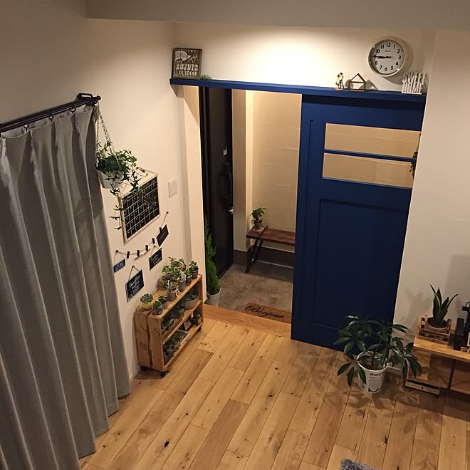 玄関/入り口/造作扉/グリーンのある暮らし/新築一戸建て/マイホーム記録&hellip;などのインテリア実例 20170506 205203