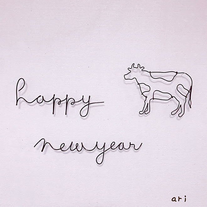 お正月インテリア/雑貨大好き♡/ナチュラル/HAPPY NEW YEAR/ワイヤーウォールデコ...などのインテリア実例 202012