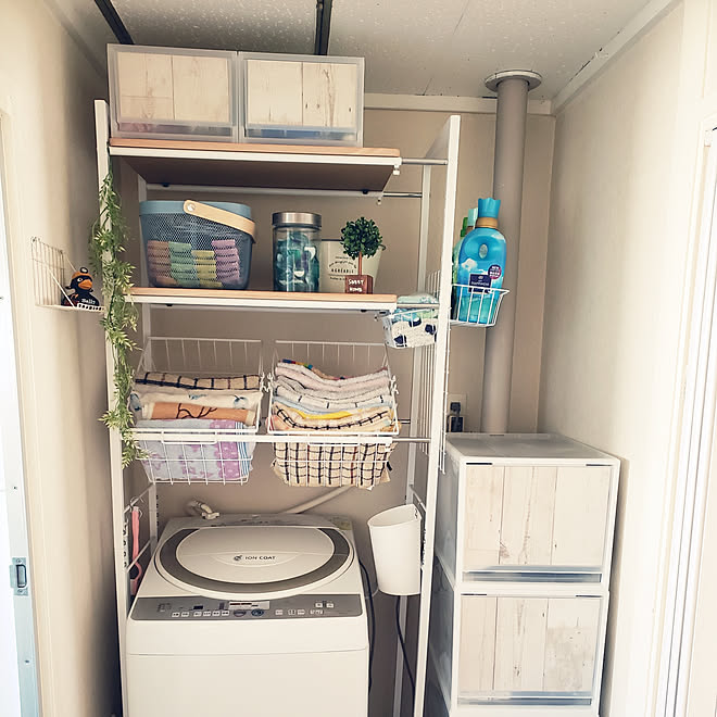 洗濯機まわりの収納 賃貸マンション 団地でも諦めない いいね フォローありがとうございます 賃貸でも楽しく などのインテリア実例 19 11 15 14 58 48 Roomclip ルームクリップ