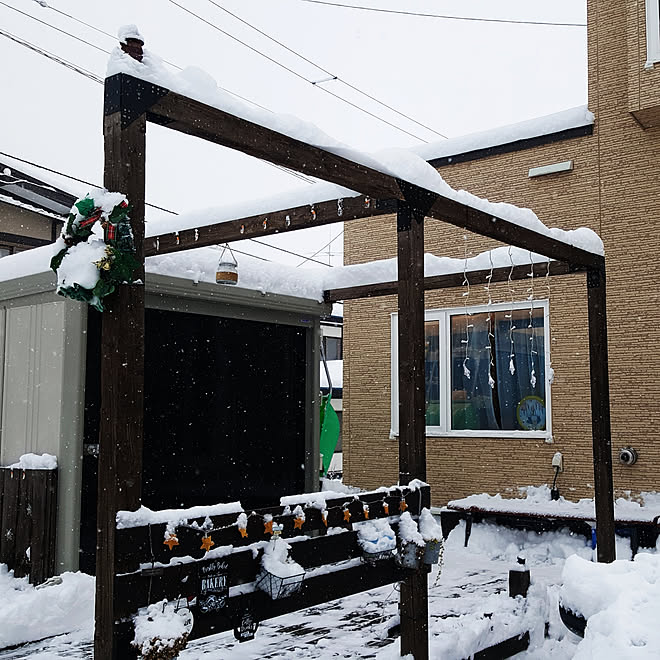 棚 北海道 パーゴラdiy ウッドデッキdiy Posauruちゃんのワイヤークラフト などのインテリア実例 17 12 05 09 03 14 Roomclip ルームクリップ