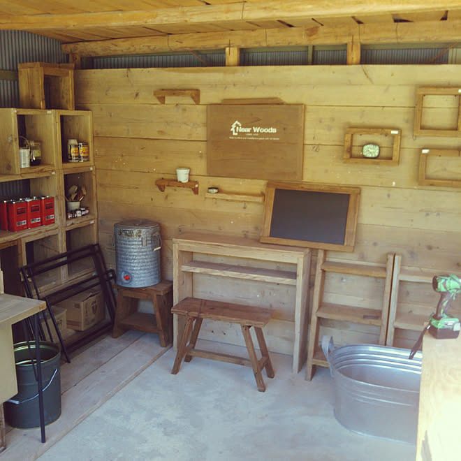 部屋全体 Diy 足場板 ワトコオイル アイアン などのインテリア実例 18 10 10 25 42 Roomclip ルームクリップ