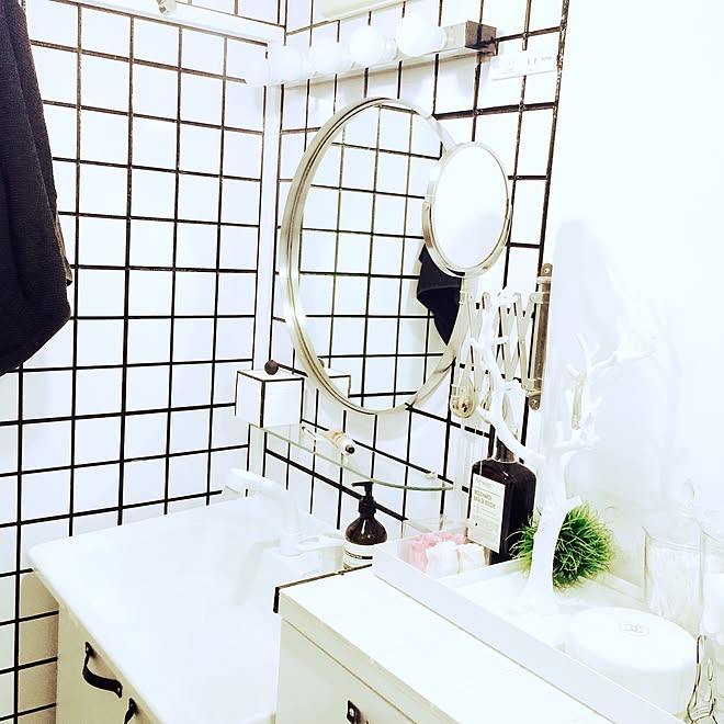 バス/トイレ/白黒/モノトーン/DIY タイル貼り/Aesop...などのインテリア実例 - 2015-01-13 11:18:59